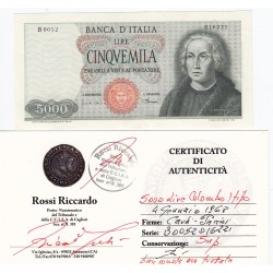 5000 LIRE COLOMBO I TIPO 4 GENNAIO 1968 SUP